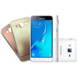 Smartphone Samsung Galaxy J3 2016 Dual Chip Desbloqueado Android Tela 5" 8GB 3G/4G/Wi-Fi Câmera 8MP + 1 Capa Dourada/1 Capa Rosê - Branco