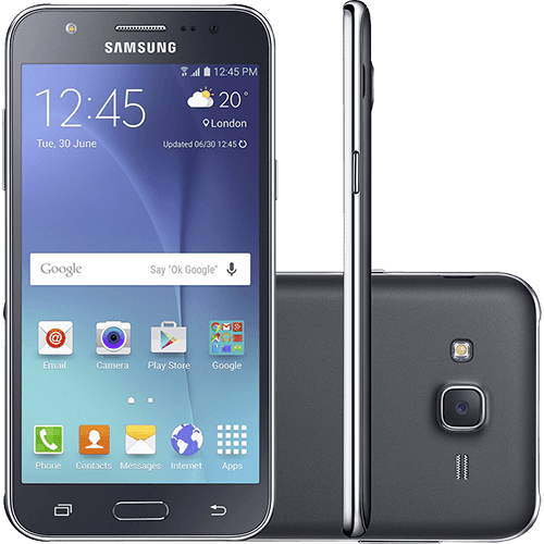 Smartphone Samsung Galaxy J5 Duos Dual Chip Desbloqueado Vivo Android 5.1 Tela 5" 16GB 4G Câmera 13MP - Preto