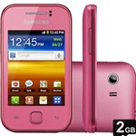 Smartphone Samsung Galaxy Y Desbloqueado Vivo Rosa Android 2.3 Câmera de 2MP 3G Wi Fi Memória Interna 150MB Cartão 2GB