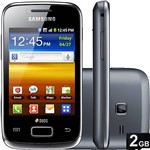 Smartphone Samsung Galaxy Y Duos Preto Dual Chip Android Tela 3.14" 3G Wi-Fi Câmera de 3MP GPS - Preto + Cartão de 2GB