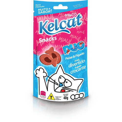 Snack Kelco Kelcat Duo Peixe e Fígado para Gatos 40g