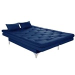 Sofa Cama Austria 3 Lugares - Essencial Estofados Reclinavel Suede Liso - Azul Marinho