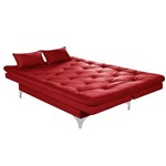 Sofa Cama Austria 3 Lugares - Essencial Estofados Reclinavel Suede Liso - Vermelho