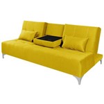 Sofa Cama Berlim com Mesinha - Essencial Estofados Reclinável Suede Liso - Amarelo