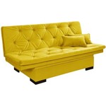 Sofa Cama com Bau Valentim - Essencial Estofados Reclinável Suede Liso - Amarelo