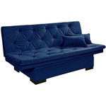 Sofa Cama com Bau Valentim - Essencial Estofados Reclinável Suede Liso - Azul Marinho
