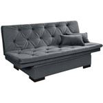 Sofa Cama com Bau Valentim - Essencial Estofados Reclinável Suede Liso - Cinza