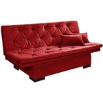 Sofa Cama com Bau Valentim - Essencial Estofados Reclinável Suede Liso - Vermelho