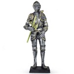Soldado Medieval Guerreiro com Alabarda Estátua 36cm Resina