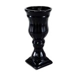 Solitário Taça Decorativa em Cerâmica Preto 19cm Vaso