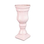 Solitário Taça Decorativa em Cerâmica Rosa 19cm Vaso