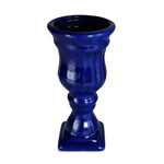 Solitário Taça Decorativo em Cerâmica Azul Bic 19cm