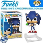Sonic The Hedgehog com a Esmeralda Funko Pop #284 + Suporte de Parede