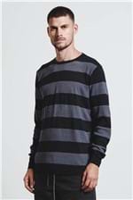Sweater Listrado Texture Preto G