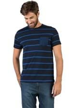 T-Shirt com Bolso Listrada Marinho / Azul Jeans Marinho / Azul Jeans/G