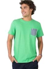 T-Shirt com Bolso Listrada Verde VERDE/P