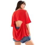 T-Shirt Decote Costas Vermelho Hibisco 18-1551t - P