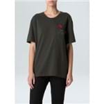 T-Shirt Eco Rose Embroidery-Militar - M