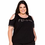 T-Shirt Femme Bordada Plus Size P