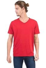 T-Shirt Gola V Básica Mescla Vermelho Escuro Vermelho Escuro/G