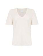 T-Shirt Gola V de Linho Off White Tamanho M