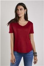 T-Shirt Malha Básica Tricot Decote V Vermelho Tribo - P