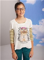 T-shirt Manga Curta Silk Hippie Dog BRANCO PP
