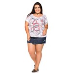 T-Shirt Plus Size com Estampa Camuflada com Cobras e Floral P