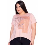 T-Shirt Rosa com Strass Plus Size G