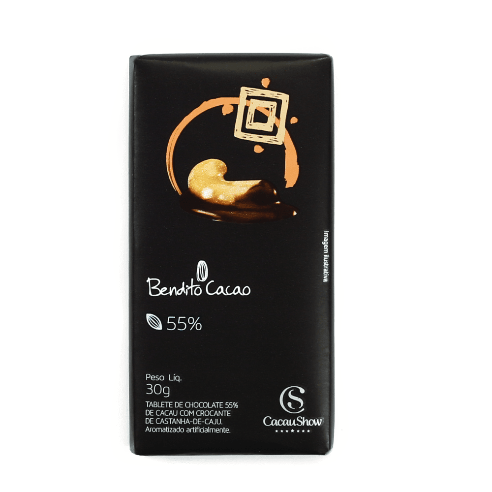 Tablete Bendito Cacao 55% Castanha de Caju Caramelizada 30g