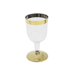 Taça de Acrílico para Vinho Gold Premium de 162ml C/6 Un Silver Plastic