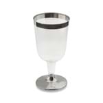 Taça Vinho Descartável Borda Prata C/ 12 210ml - Silver Plastic
