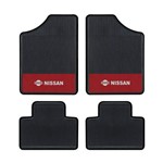 Tapete Automotivo - Logo Nissan - Base Vermelha - 4 Peças
