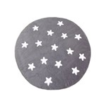 Tapete de Pelúcia Redondo Estrelas Cinza e Branco (1,10 X 1,10m)