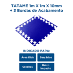 Tatame 1m X 1m X 10mm + 3 Bordas Acabamento - Light Sortido