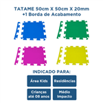 Tatame 50cm X 50cm X 20mm + 1 Borda Acabamento - Kids Double Sortido