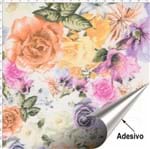Tecido Adesivo para Patchwork - Rosas com Folhas 120 (45x70)
