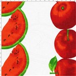 Tecido Estampado para Patchwork - 59000 Barrado de Frutas Morango/Maçã/Melancia Cor 01 (0,50x1,40)