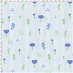 Tecido Estampado para Patchwork - Botânica Floral Azul com Listra (0,50x1,40)