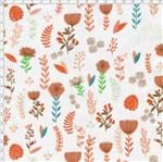 Tecido Estampado para Patchwork - Botânica Floral Laranja (0,50x1,40)