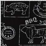 Tecido Estampado para Patchwork - Coleção Gourmet Beef Cuts Fundo Preto (0,50x1,40)