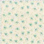 Tecido Estampado para Patchwork - Coleção Jardim das Flores Mini Flor Creme Azul (0,50x1,40)