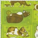 Tecido Estampado para Patchwork - DB095 Classic Cats Green C01 (0,60x1,40)