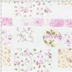 Tecido Estampado para Patchwork - Dior Rosa Fundo Bege Cor 04 (0,50x1,40)