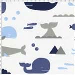 Tecido Estampado para Patchwork - Fundo do Mar Baleia Marinho (0,50x1,40)