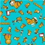 Tecido Estampado para Patchwork - Garfield Expressão Fundo Tiffany (0,50x1,40)