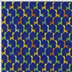 Tecido Estampado para Patchwork - Girafa Fundo Azul Cor 02 (0,50x1,40)