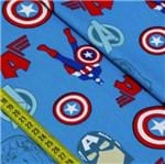 Tecido Estampado para Patchwork - Marvel: Capitão América Fundo Azul (0,50x1,50)