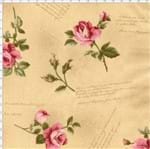 Tecido Estampado para Patchwork - Millyta La Vie En Rose Rosas com Escritas Bege Cor 01 (0,50x1,40)
