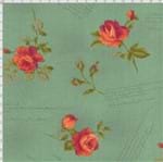Tecido Estampado para Patchwork - Millyta La Vie En Rose Rosas Vinho com Escritas Verde (0,50x1,40)